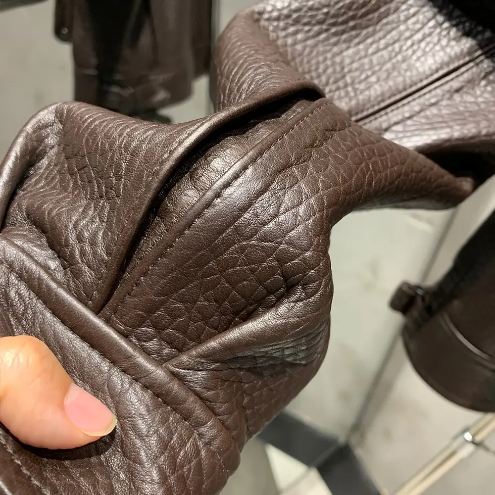 縮圖：Grained Leather Jacket Ladies Biker Leather Coat Detachable Sleeve Bomber