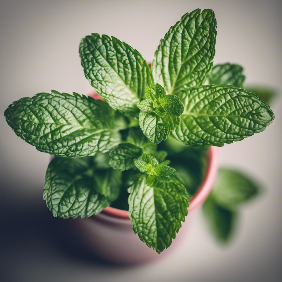 A peppermint plant in a pot