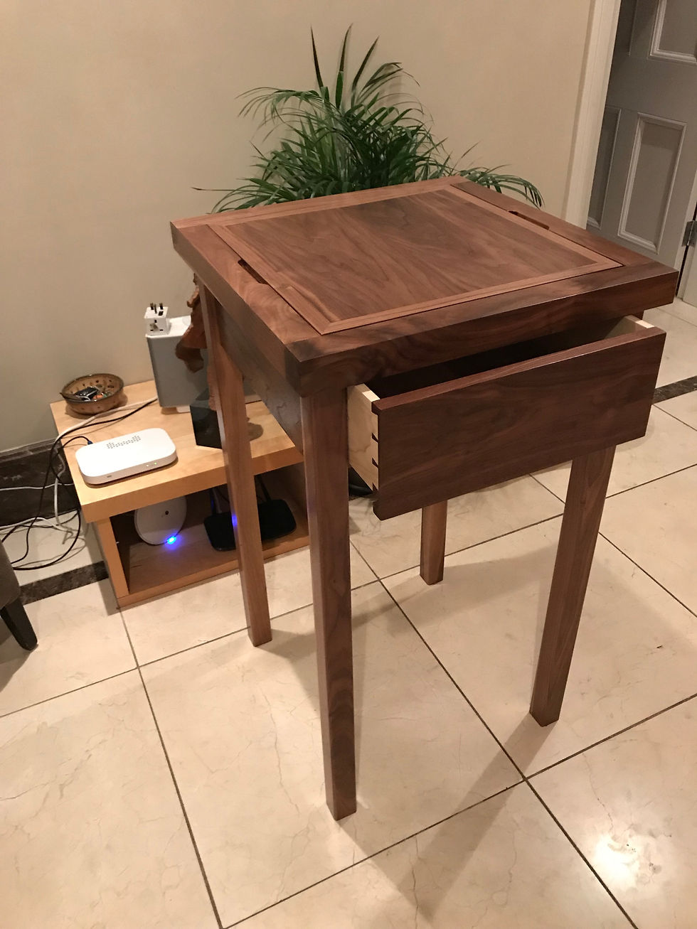 Thumbnail: solid American Walnut and Maple reversible chess table