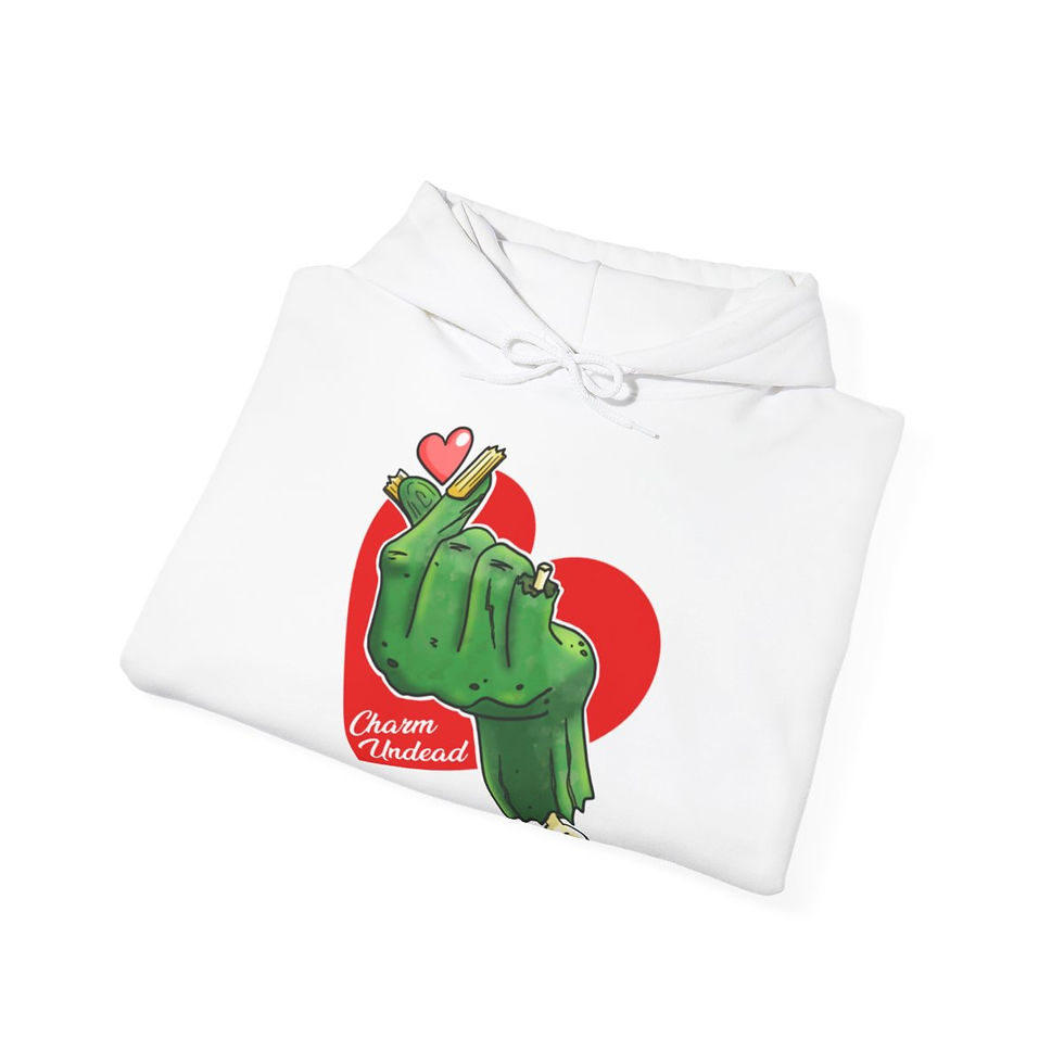 Thumbnail: Charm Undead - Zombie hand heart gesture - Unisex Heavy Blend™ Hooded Sweatshirt