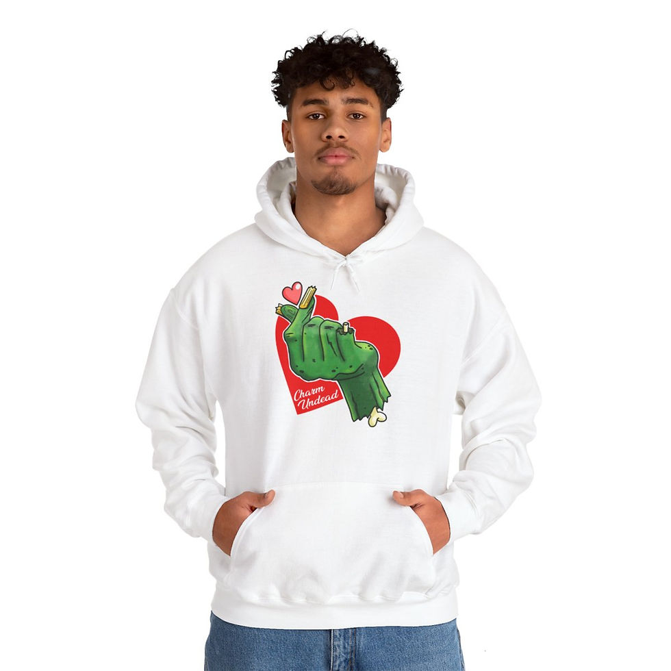 Thumbnail: Charm Undead - Zombie hand heart gesture - Unisex Heavy Blend™ Hooded Sweatshirt