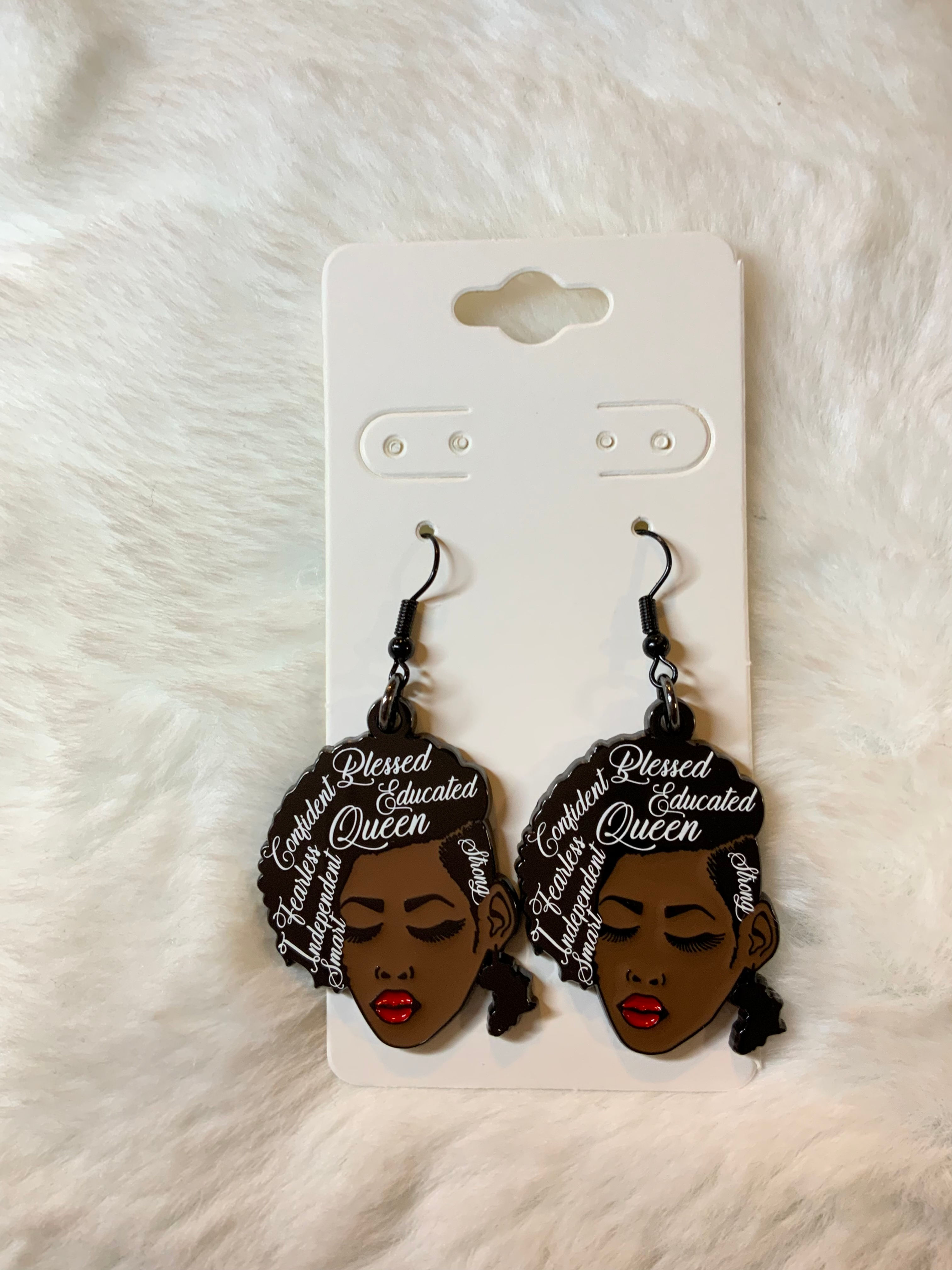 sophisticated girl earrings (Black & Red Lips)