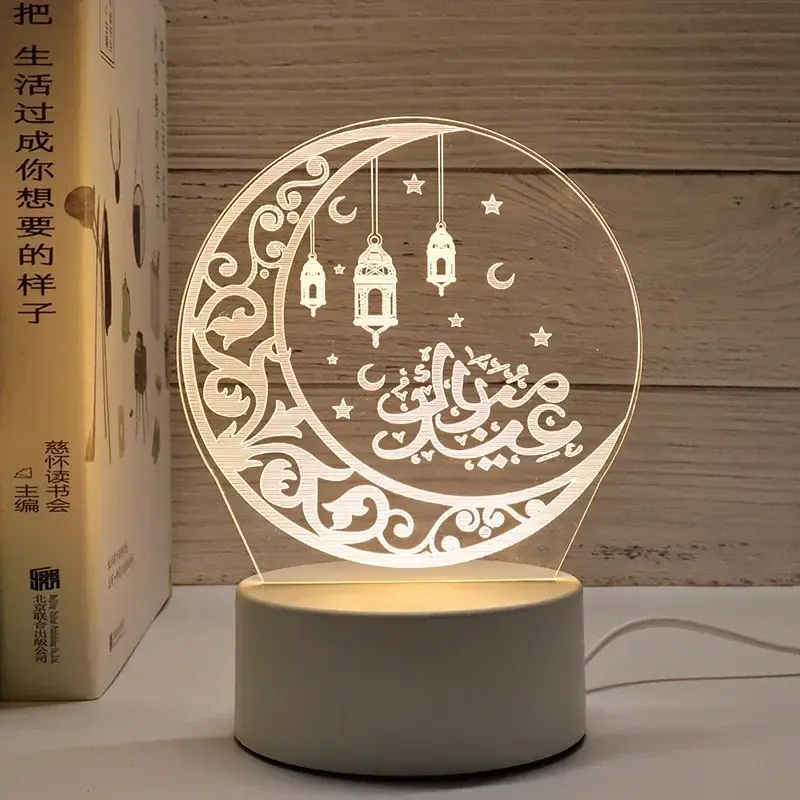Thumbnail: 3D Moon Castle Acrylic LED Night Light Eid Mubarak Festival Ornaments Islamic