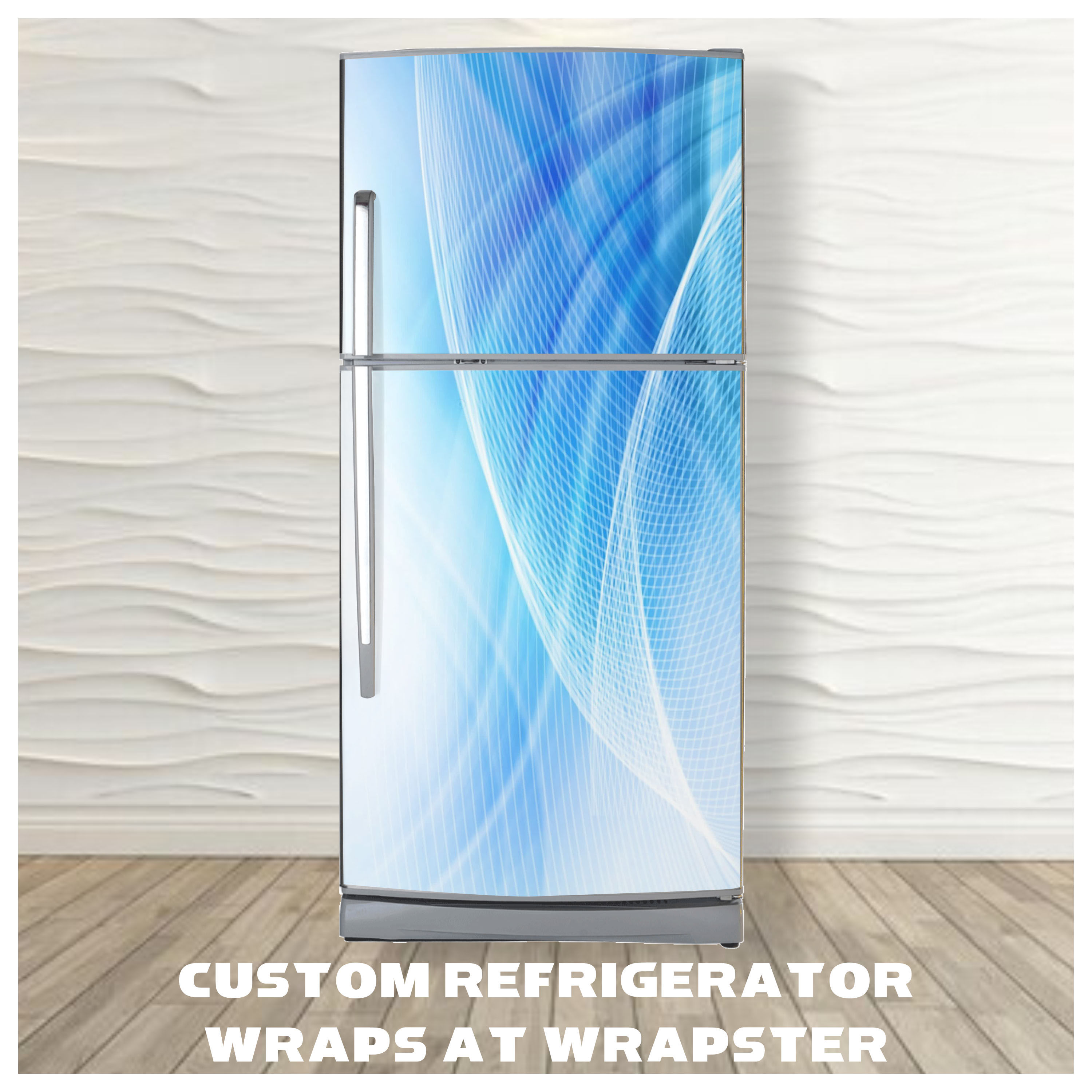 Blue cool lines vinyl refrigerator wrap