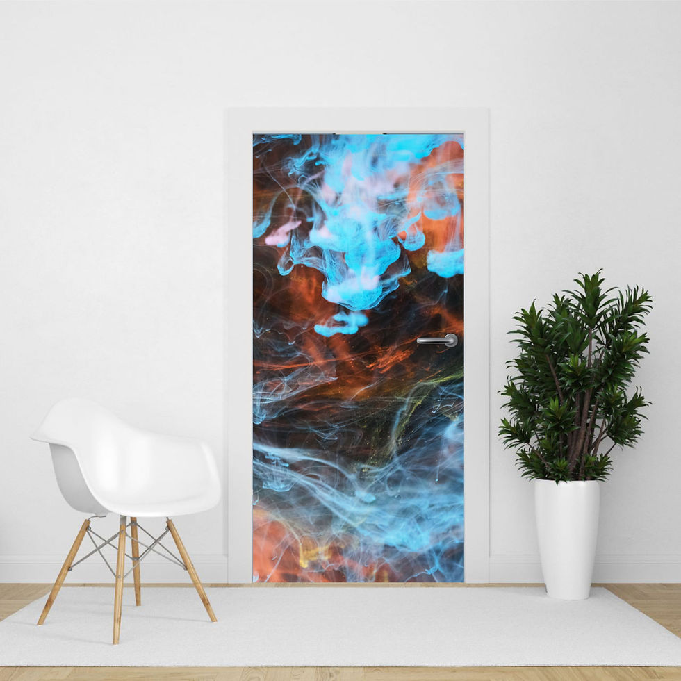 Abstract fluid vinyl sticker door wrap