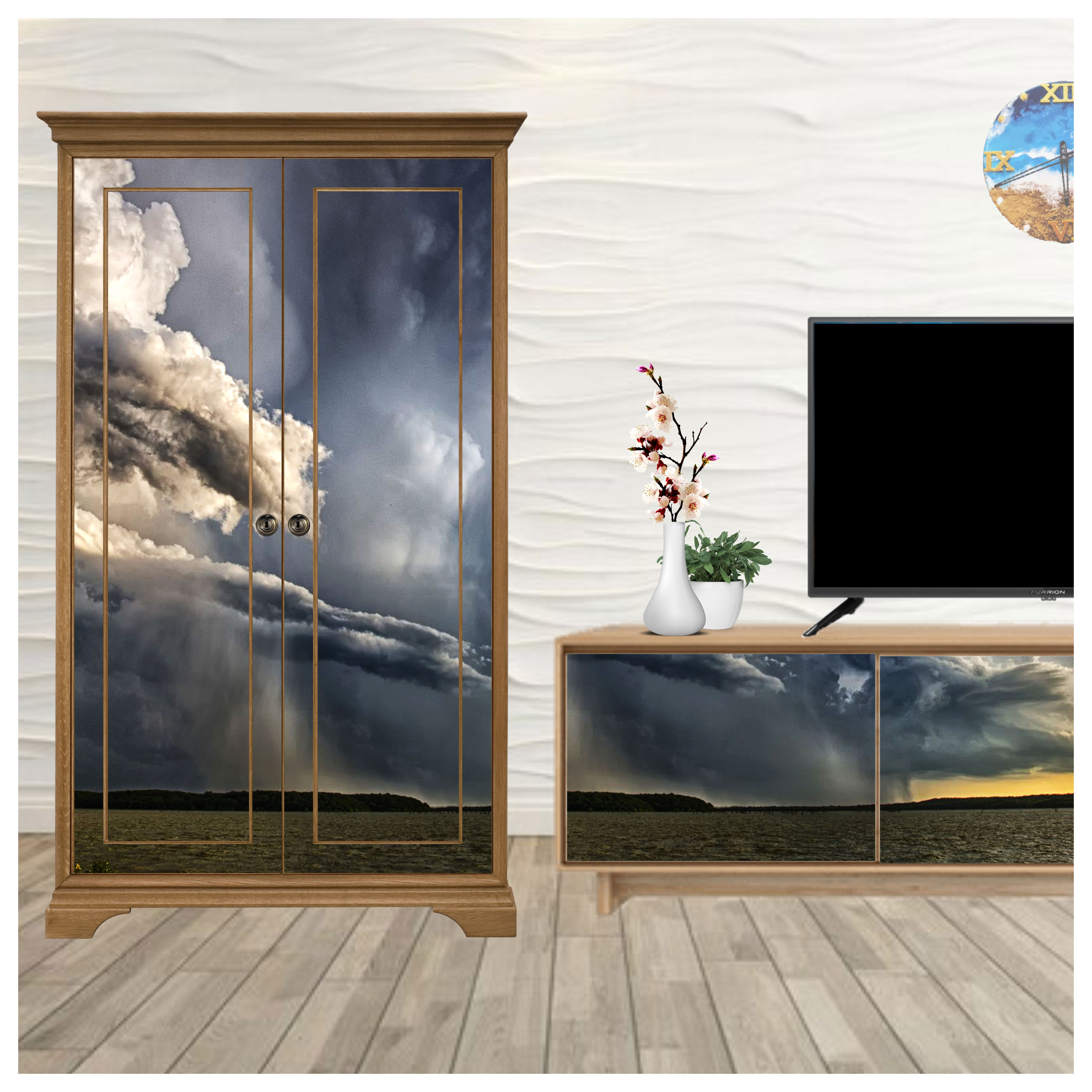 Cloud storm vinyl furniture wrap
