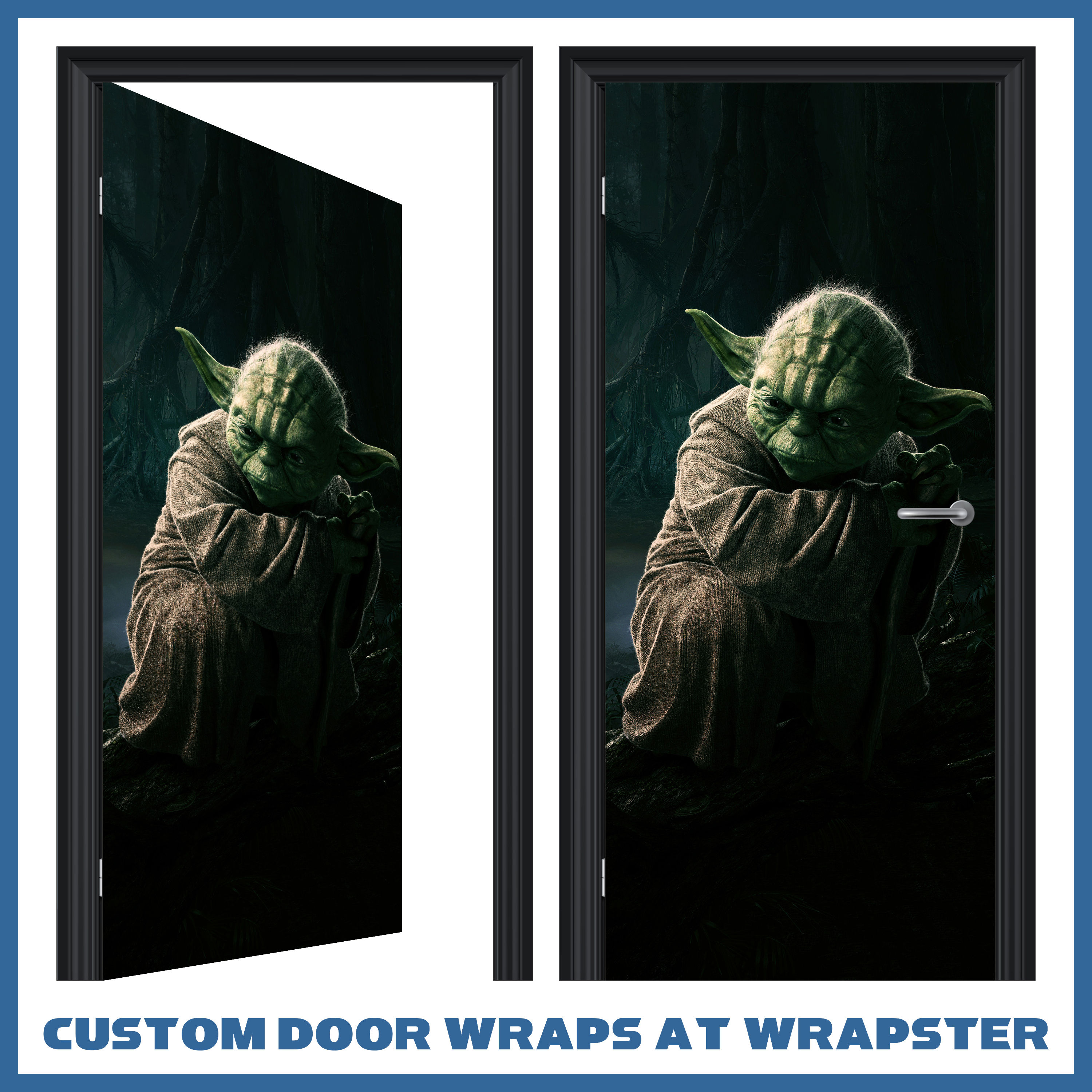 Yoda star wars vinyl sticker door wrap
