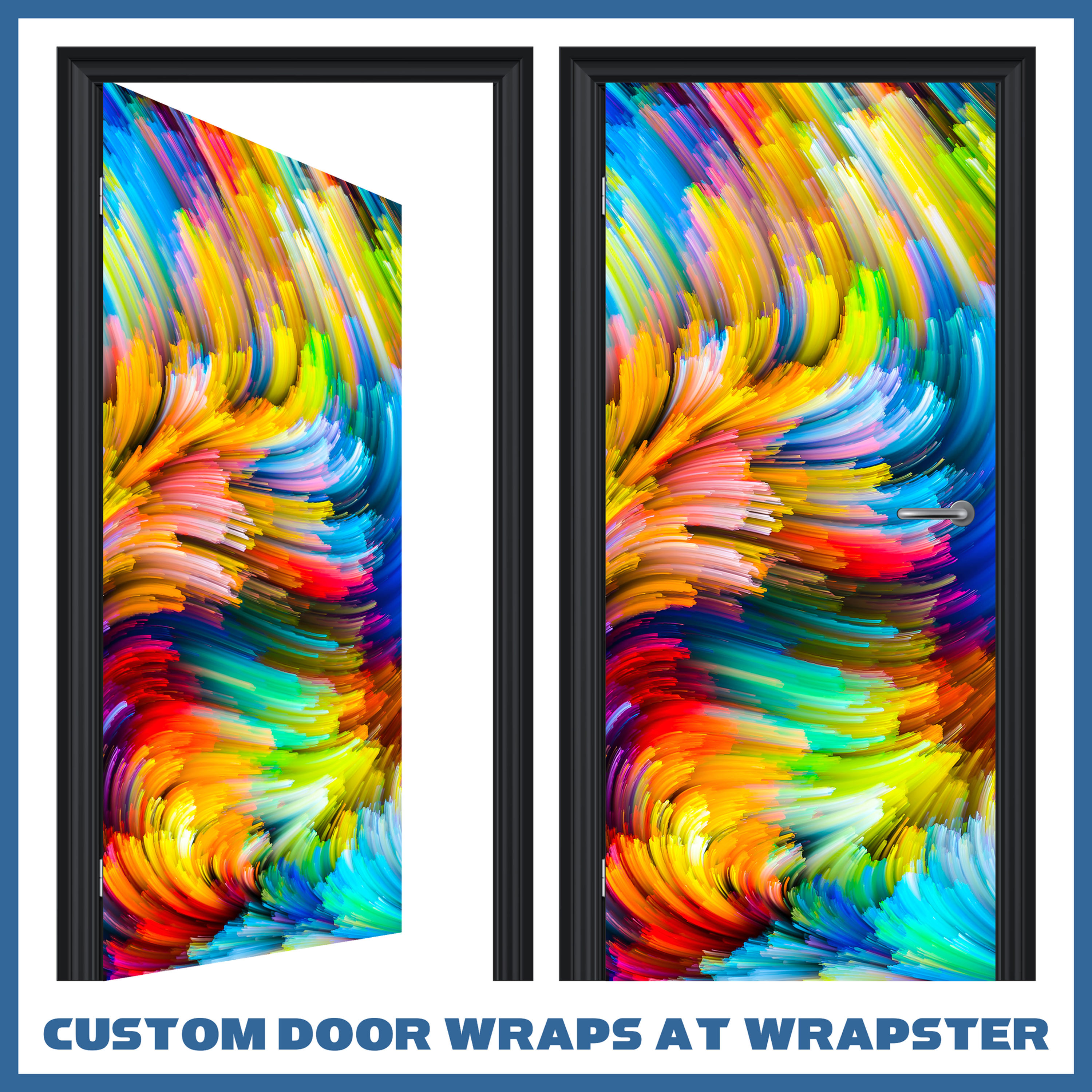 Colourful abstract vinyl sticker door wrap