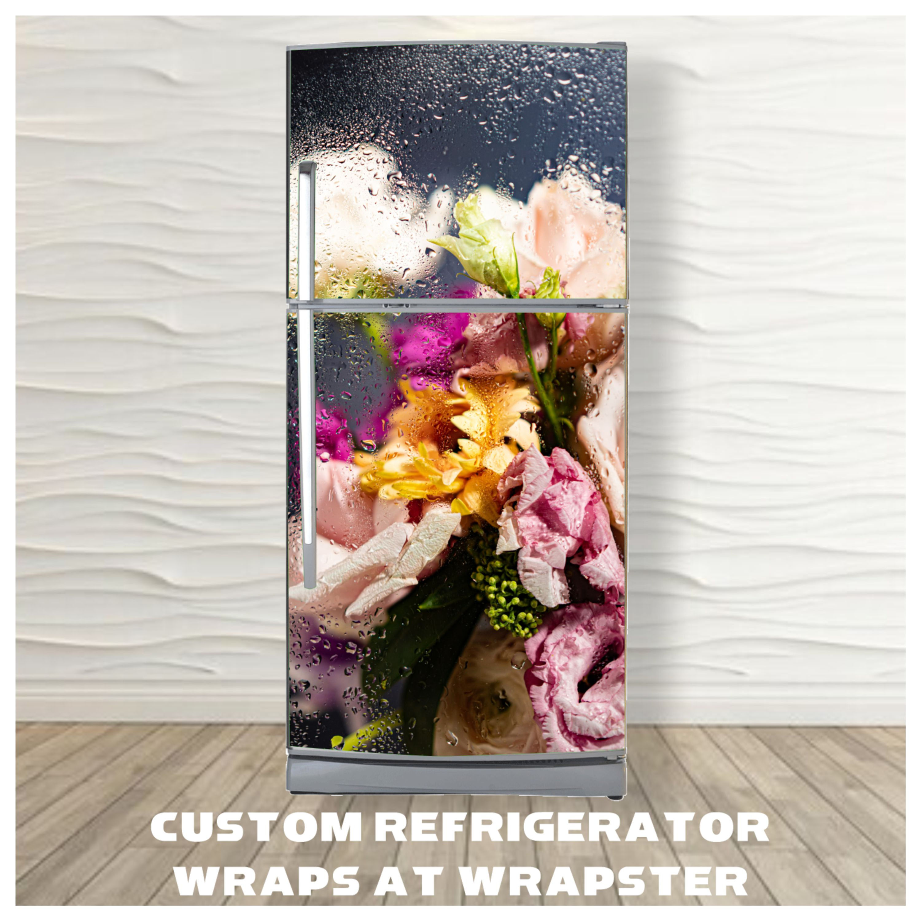 Flower vinyl sticker refrigerator wrap