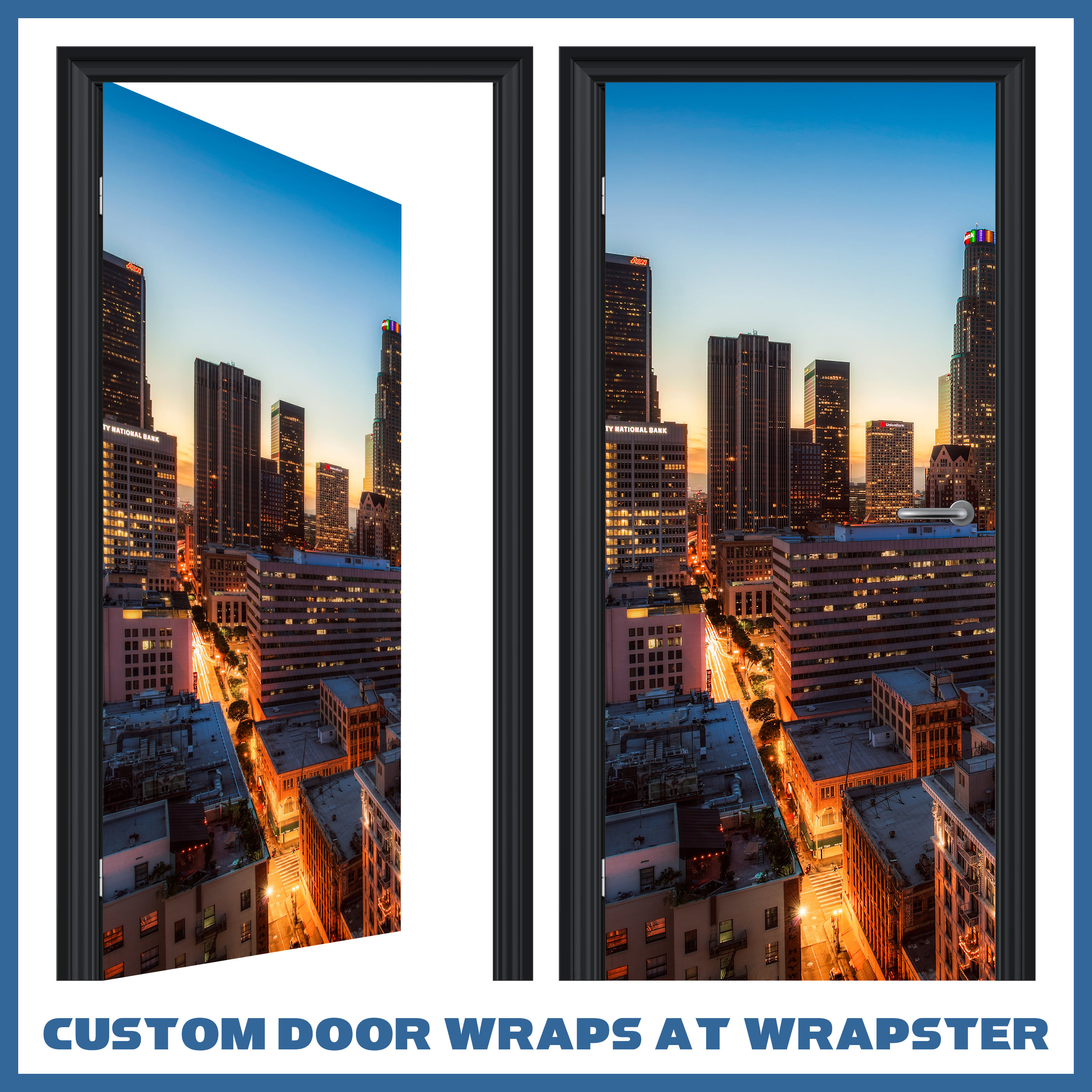 Skyline v4 vinyl sticker door wrap