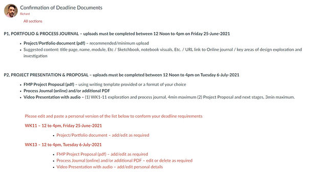 Confirmation of Deadline Documents