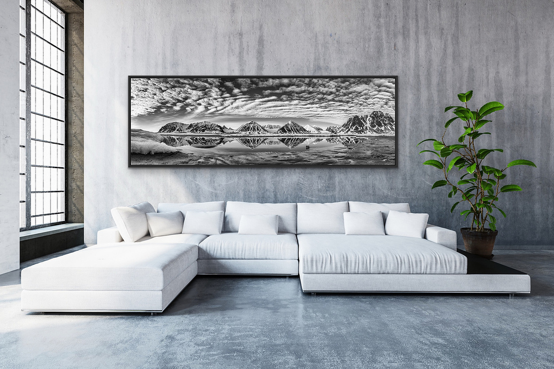 Fine-art work displayed in a room