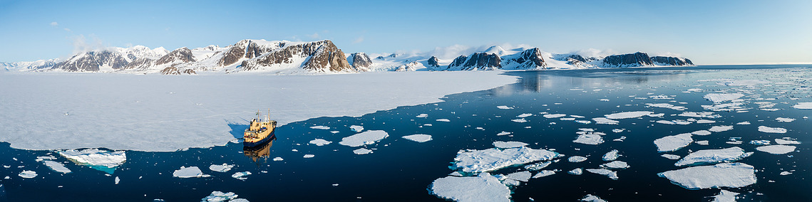 Expedition ship in the Arctic