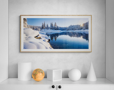 Fine-art work above a sideboard