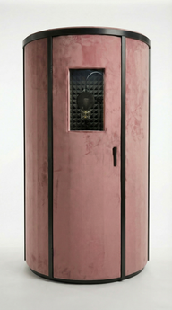 SleekSonics VB-1 professional vocal booth in English Rose fabric with black hardware