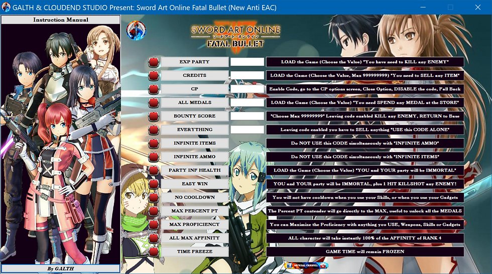 SWORD ART ONLINE FATAL BULLET (Ver 1.9.0) Cheats, Trainer, Mod, Codes, Get All