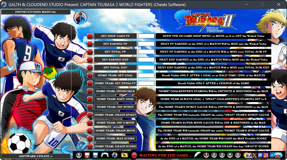 CAPTAIN TSUBASA 2 WORLD FIGHTERS CHEAT, TRAINER, MOD, ANTI EAC + PP + EXP + MOVES + WIN ALL MATCH! 🔴