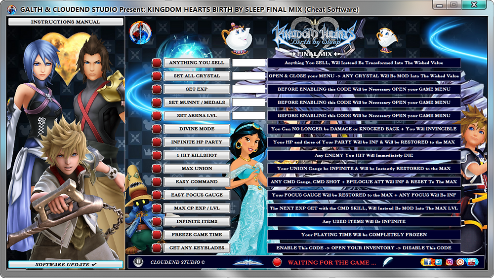 KINGDOM HEARTS HD 1.5 + 2.5 + 2.8 REMIX + III + RE MIND, CHEATS