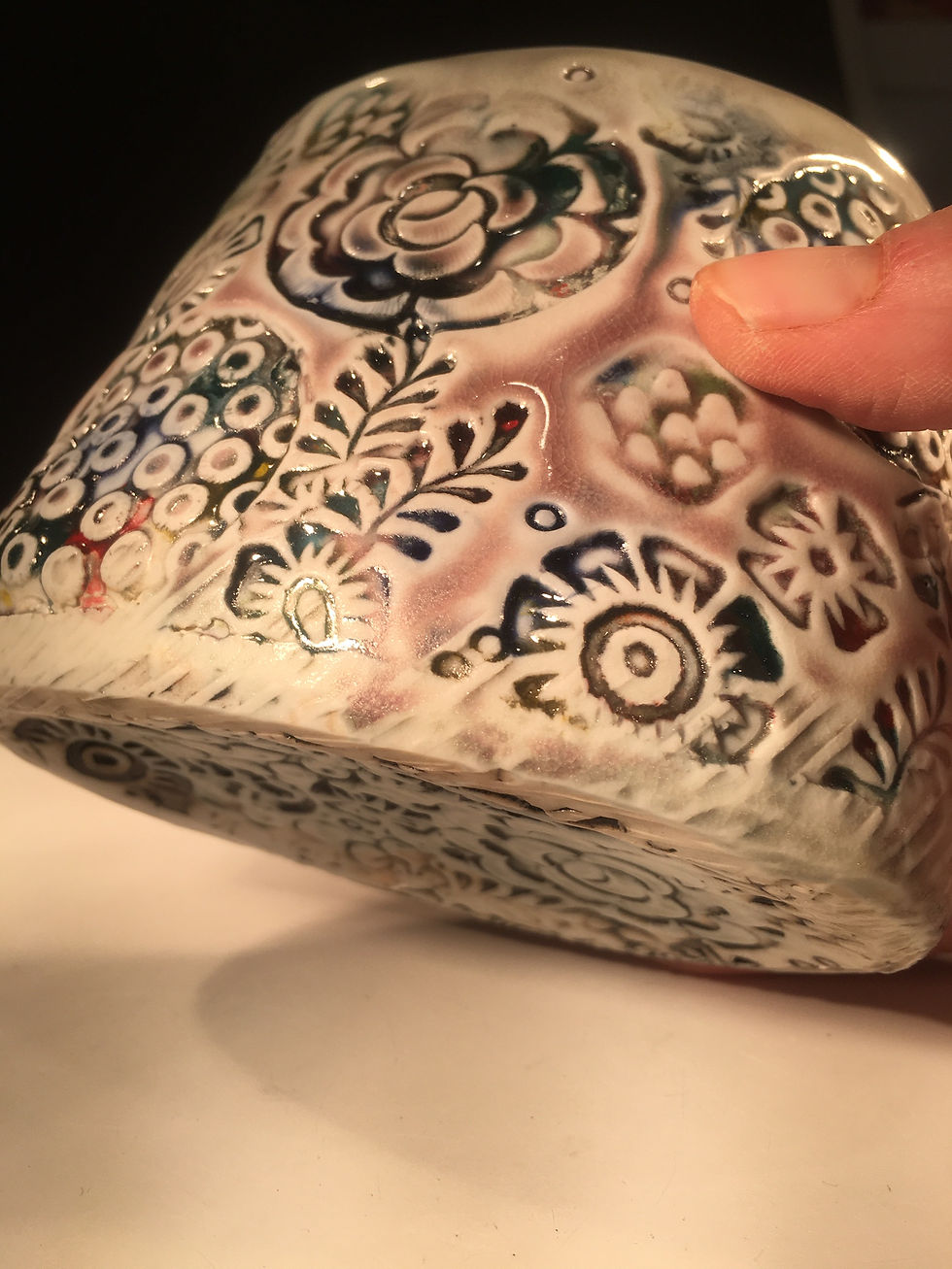 Thumbnail: Stamped Oval Porcelain Vase #2