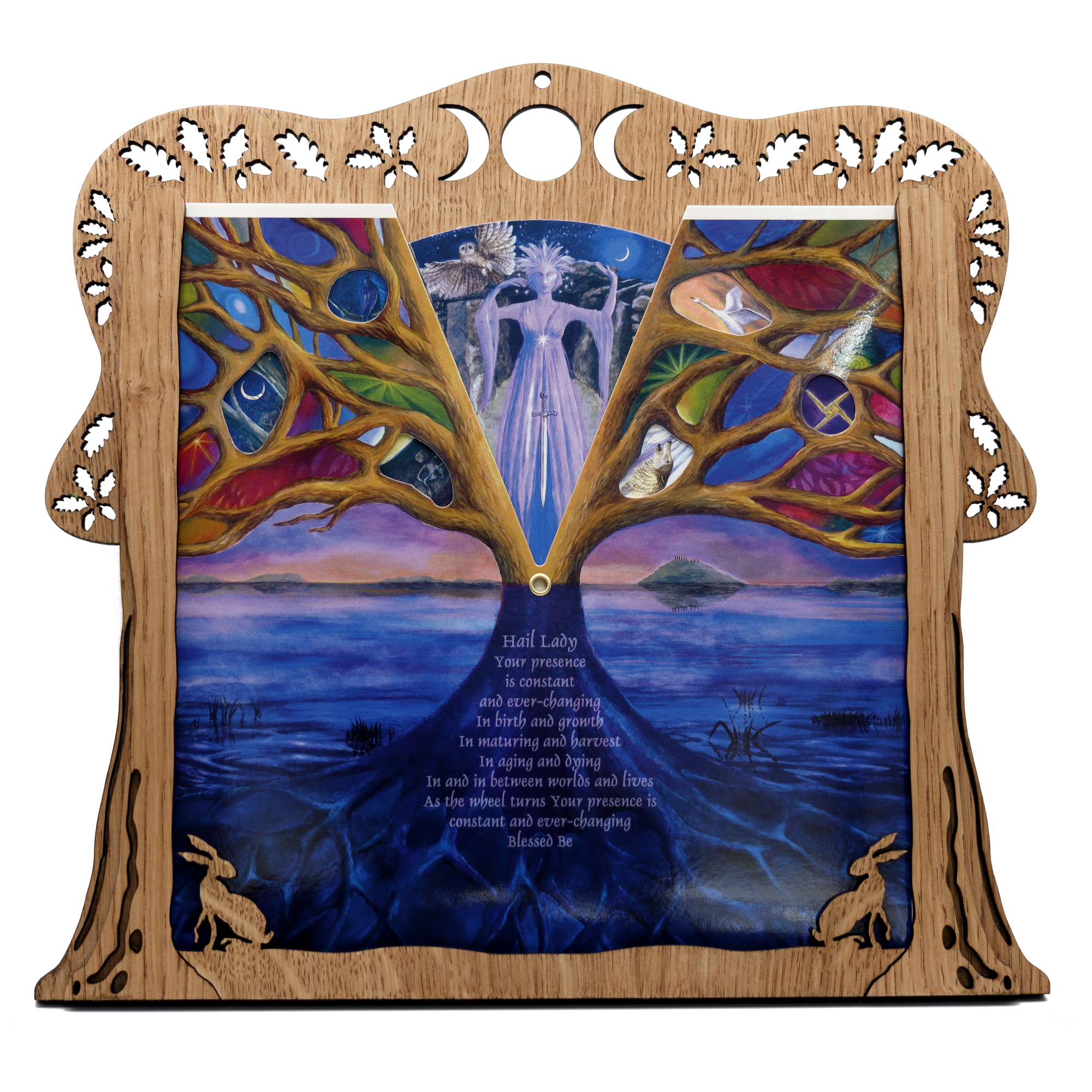Goddess Wheel Sabbat Calendar - Oak Frame. Wendy Andrew  Painting-Dreams