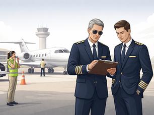 Pilots discussing aviation safety management system