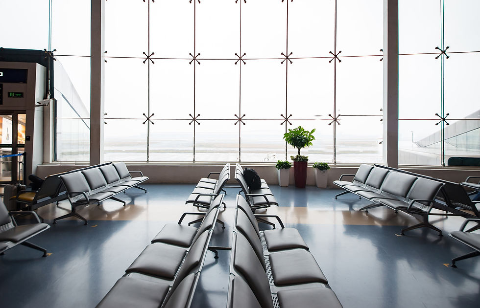A photo of an airport interior.