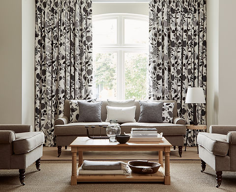 Floor to Ceiling Curtains in Floral Monochrome