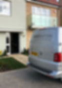 indigo shutters van outside a customers house in colchester