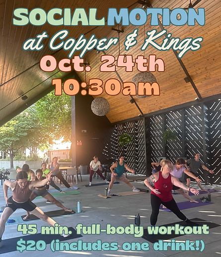 Group of people working out during an outdoor fitness class at Copper & Kings in Louisville, KY on October 24, 2026 at 10:30am