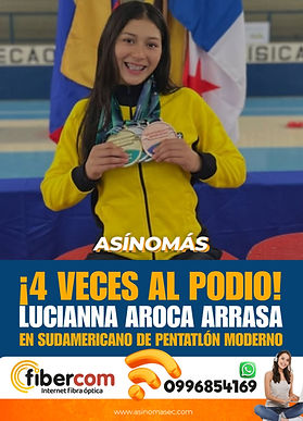 Lucianna Aroca conquista cuatro medallas en Sudamericano de Pentatlón