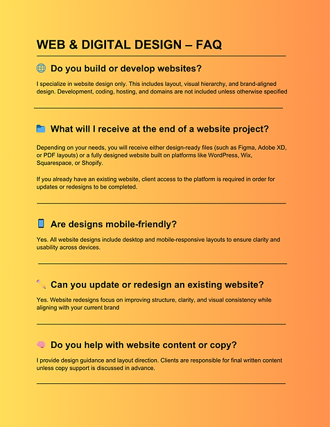 Web & Digital Design FAQ
