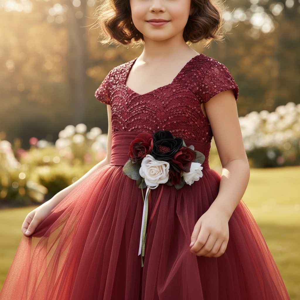 Elegantes Kinderkleid festlich mit Glitzer Oberteil