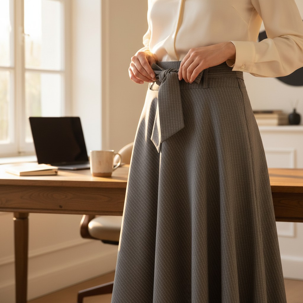 Eleganter Midi Rock mit Gürtel – zeitlos, feminin und perfekt für Alltag, Büro und stilvolle Looks.