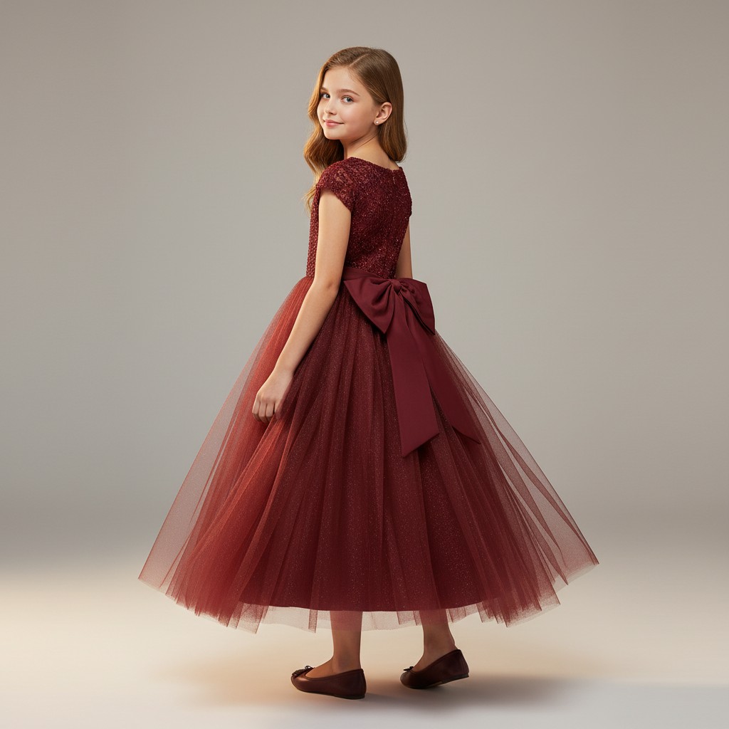Elegantes Kinderkleid festlich mit Glitzer Oberteil