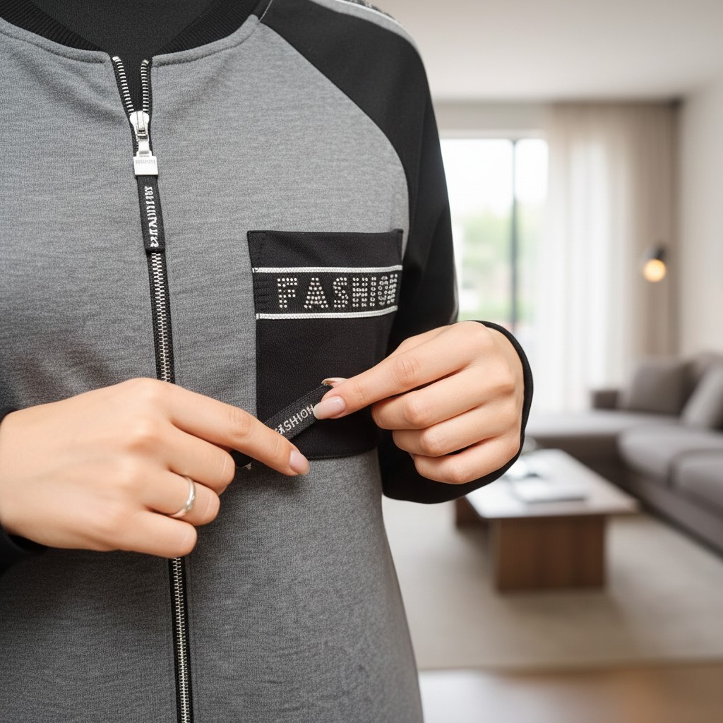 Modernes Maxi Kleid im sportlich-eleganten Stil mit Reißverschluss – bequem, stilvoll und perfekt für jeden Tag.