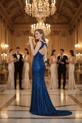 Blaues Redoute Kleid. Mondsüchtig.Jasmina Boutique Graz