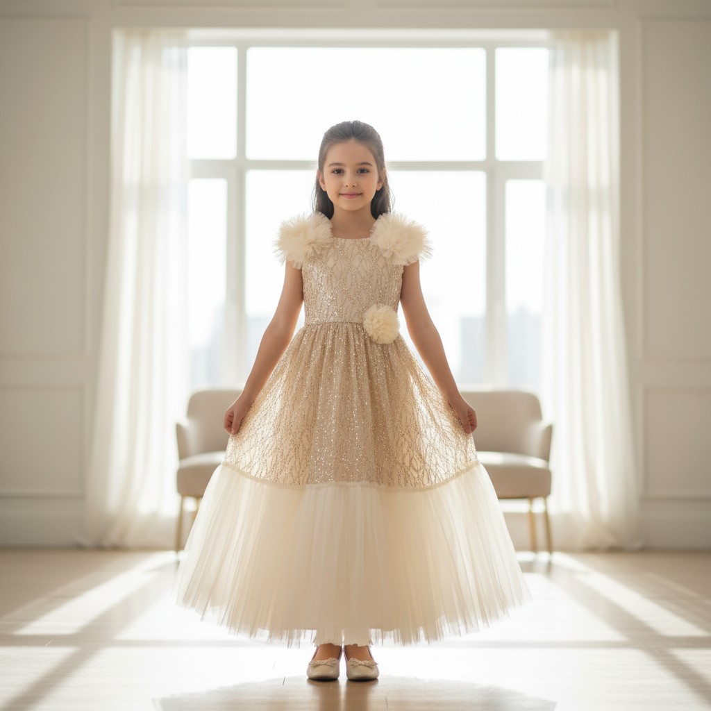 Luxuriöses Kinderkleid Royal Glamour mit Tüllrock und Schleife für Hochzeit oder Feier