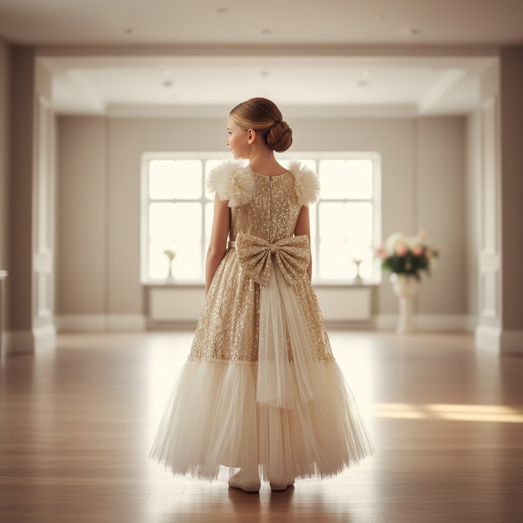 Luxuriöses Kinderkleid Royal Glamour mit Tüllrock und Schleife für Hochzeit oder Feier
