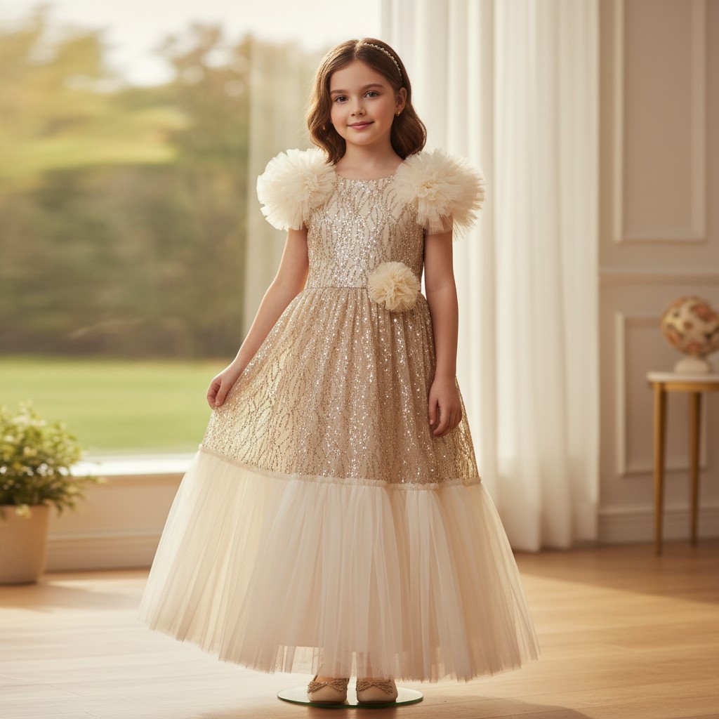 Luxuriöses Kinderkleid Royal Glamour mit Tüllrock und Schleife für Hochzeit oder Feier