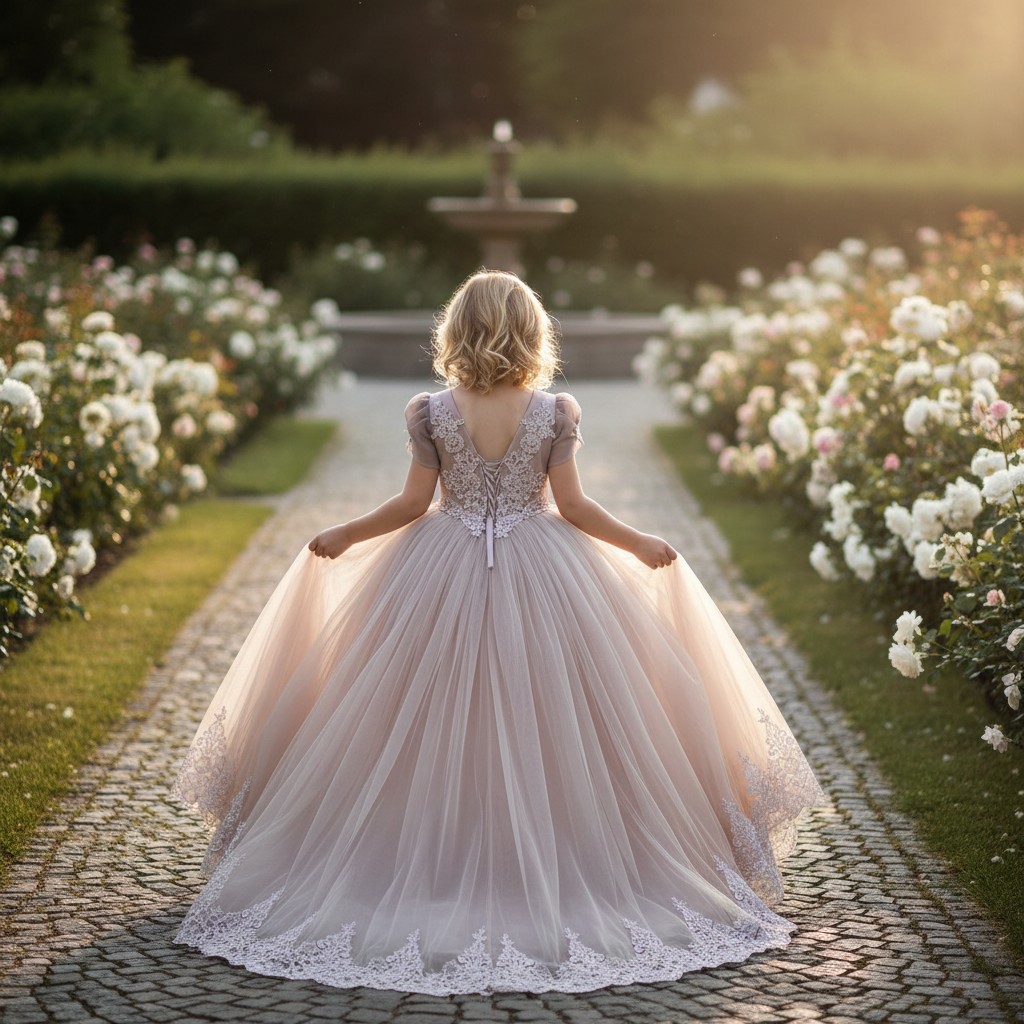 Elegantes Mädchen Festkleid Royal Elegance in Flieder mit Prinzessinnen-Silhouette