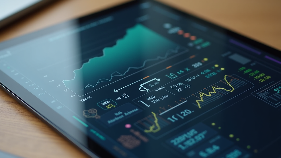 Close-up view of a digital tablet displaying a maths graph with interactive features