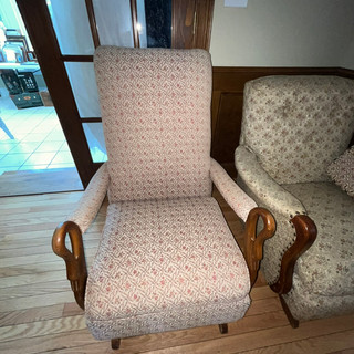 Upholstered armchair at estate sale in Augusta, Ga