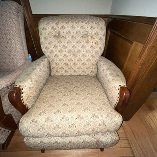Upholstered armchair at estate sale in Augusta, Ga