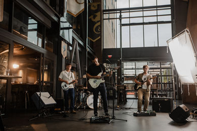 Sean Stynes, Travis Hyma, and Brad Watson of PARALLELZ performing at New Holland Brewing co. in Grand Rapids, Michigan