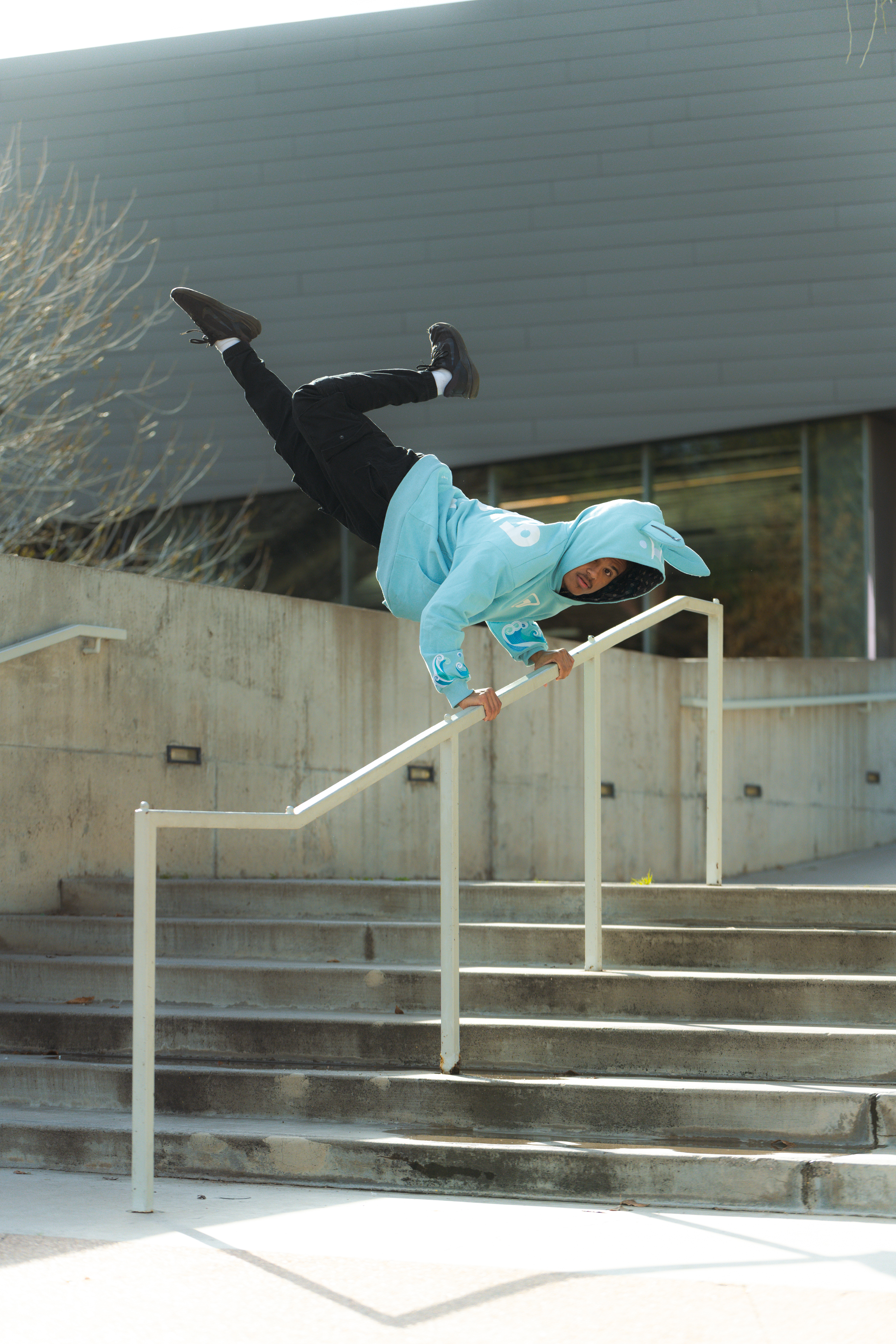 Hanter Year of the Rabbit edition hoodie worn during athletic pose.
