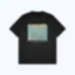 black t-shirt with almond blossom print