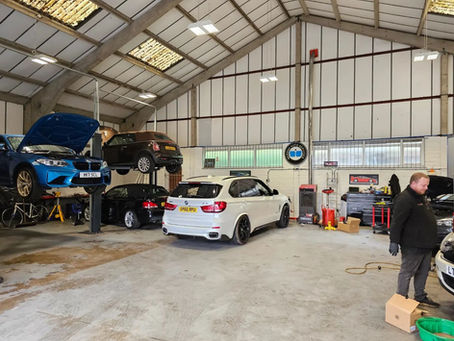 wide shot of German Auto Services garage
