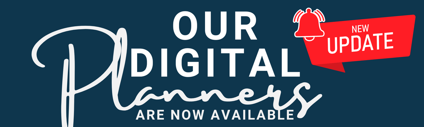 Banner announcing that our digital planners are now available