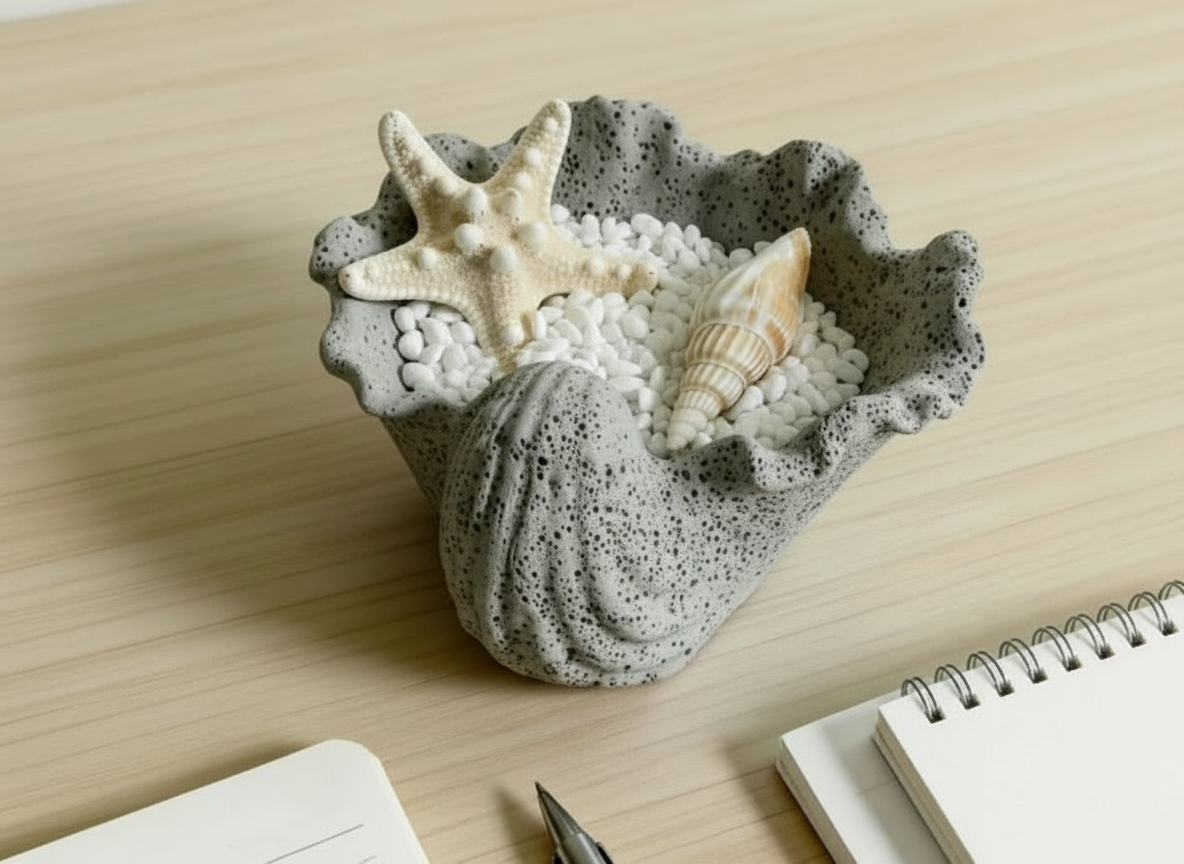 Cement Conch Shell Decor | Coastal Accent | Cement Conch Shell Candle