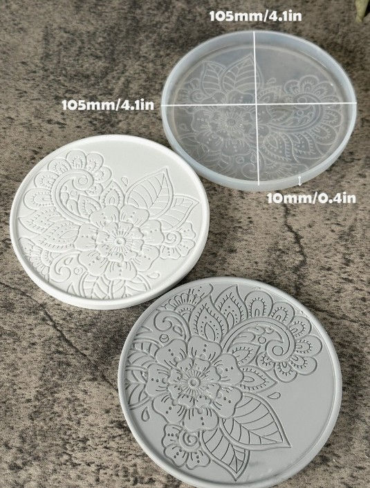 Thumbnail: Flower Embossed Cement Tray / Coaster | Handmade Decorative Catchall